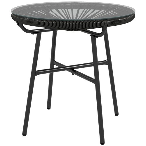 Kerti bisztró asztal, kerek asztal, fekete, 50 x 50 x 50 cm