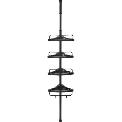 SONGMICS Állítható Fürdőszobai Sarokpolc, Teleszkópos Zuhanykosár, 85-305 cm,