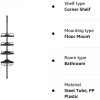 SONGMICS Állítható Fürdőszobai Sarokpolc, Teleszkópos Zuhanykosár, 85-305 cm,