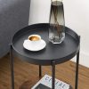 VASAGLE 2 szintes mellékasztal, végasztal mozgatható tálcával, kávézóasztal,