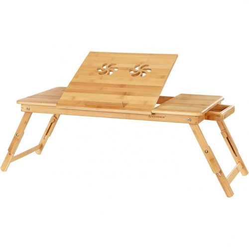 SONGMICS Bambusz laptop asztal, összecsukható ágyas asztal, balkezeseknek és jobbkezeseknek,