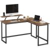 VASAGLE L-alakú íróasztal képernyőtartóval tanuláshoz, játékhoz, munkához, helytakarékos,