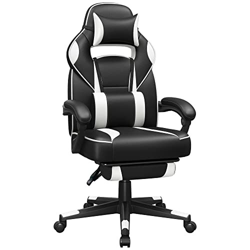 SONGMICS Racing Gaming Chair, Állítható irodai szék lábtartóval, Ergonomikus kialakítás,