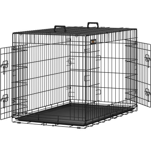 Kutyaketrec, kutyabox két ajtóval, fekete 107x70x77cm