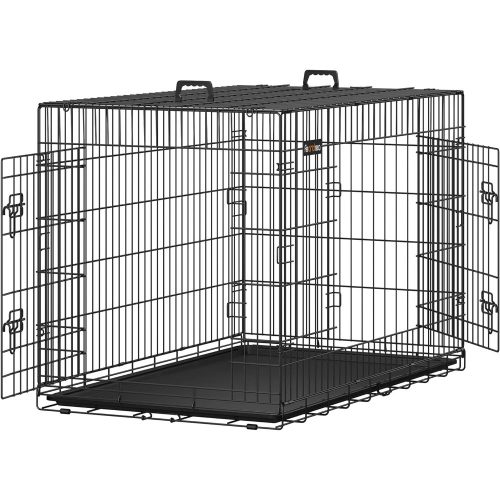 Kutyaketrec, kutyabox két ajtóval, fekete 122x74x80cm