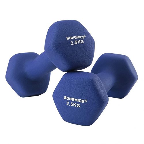 SONGMICS 2 db-os súlyzókészlet, 2 x 2,5 kg csúszásmentes neoprén kézi súlyzók